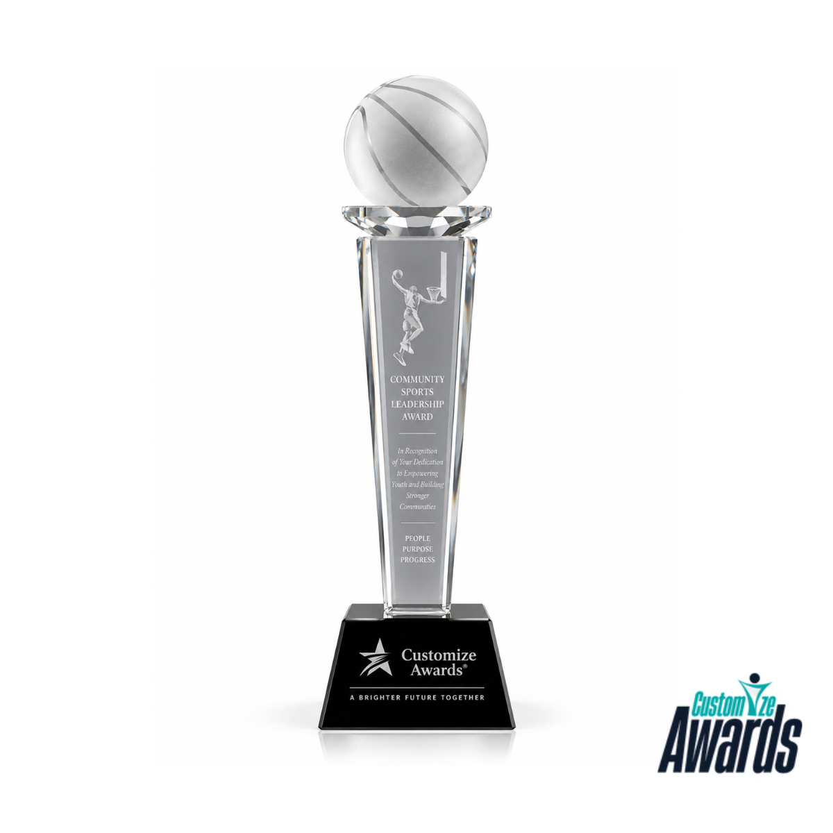Silver Hoops | Custom Basketball Sports Leadership Award Trophy