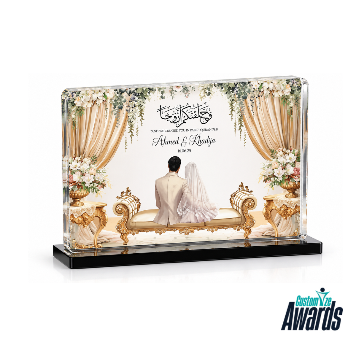 Eternal Romance | Personalized Glass Wedding Plaque Award