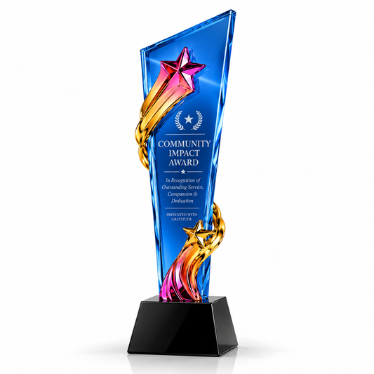 Ocean Radiant Tribute | Custom Blue Crystal Community Impact Award