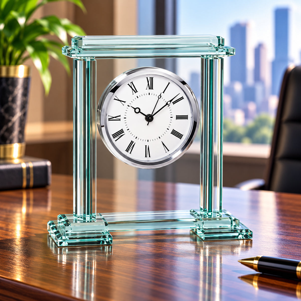 Senior Elegance | Custom Retirement Crystal Clock Award
