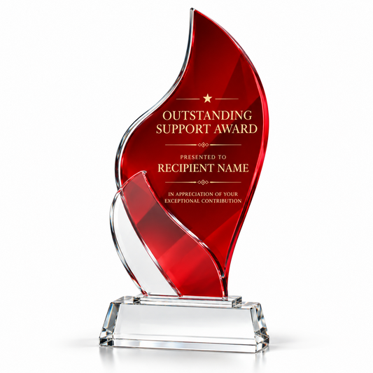 Crimson Ember | Custom Red Crystal Outstanding Support Recognition Award