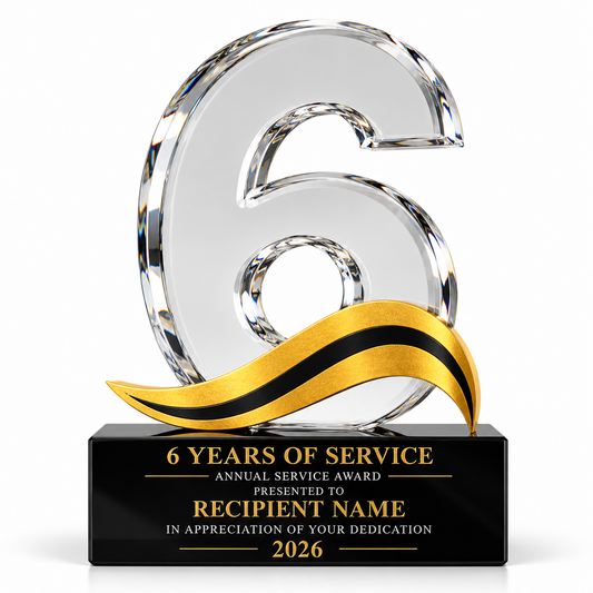 Golden Arc | Custom Crystal 6 Year Service Recognition Award