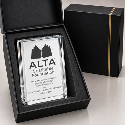 Crystal Book | Personalized Engraved Recognition Award