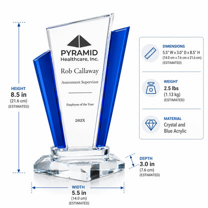 Marquise Bleue | Trophée d'entreprise en cristal gravé sur mesure