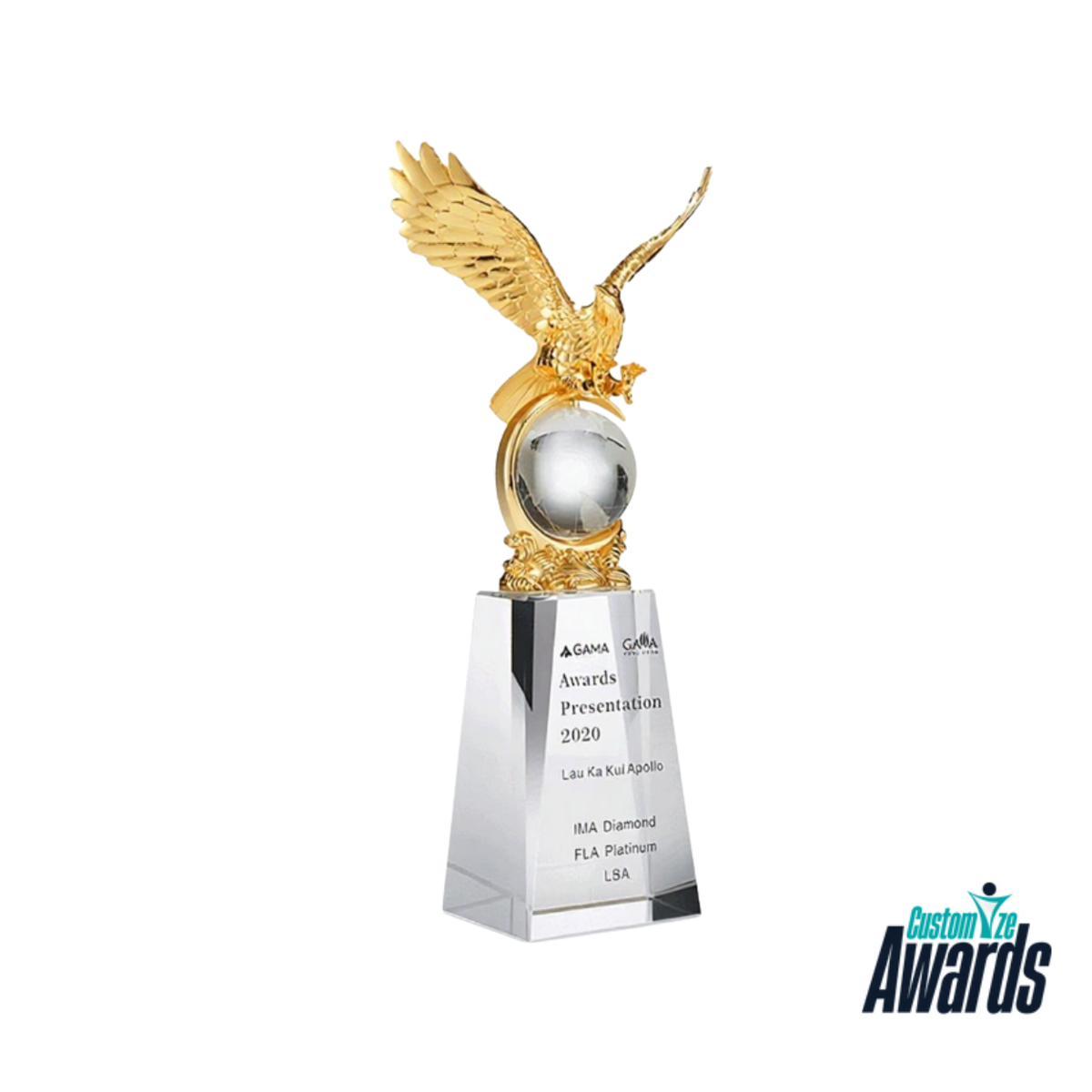 Trophée en cristal pour casque de chantier – Ancienneté de service