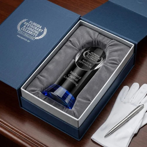 Personalized Vinton Indigo Crystal Award Trophy