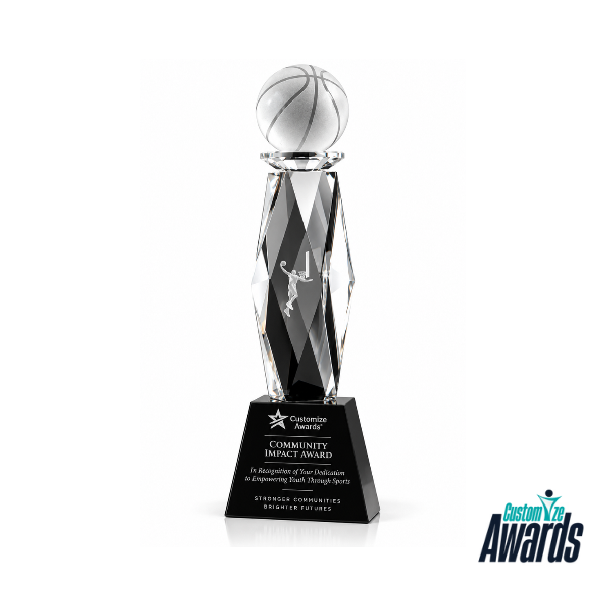 Crystal Hoops | Custom Basketball Community Impact Award Trophy