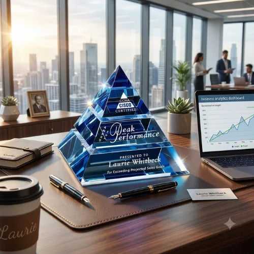 Personalized Apogee Pyramid Crystal Award Trophy