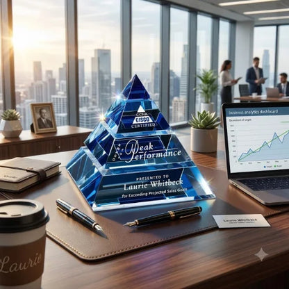 Personalized Apogee Pyramid Crystal Award Trophy