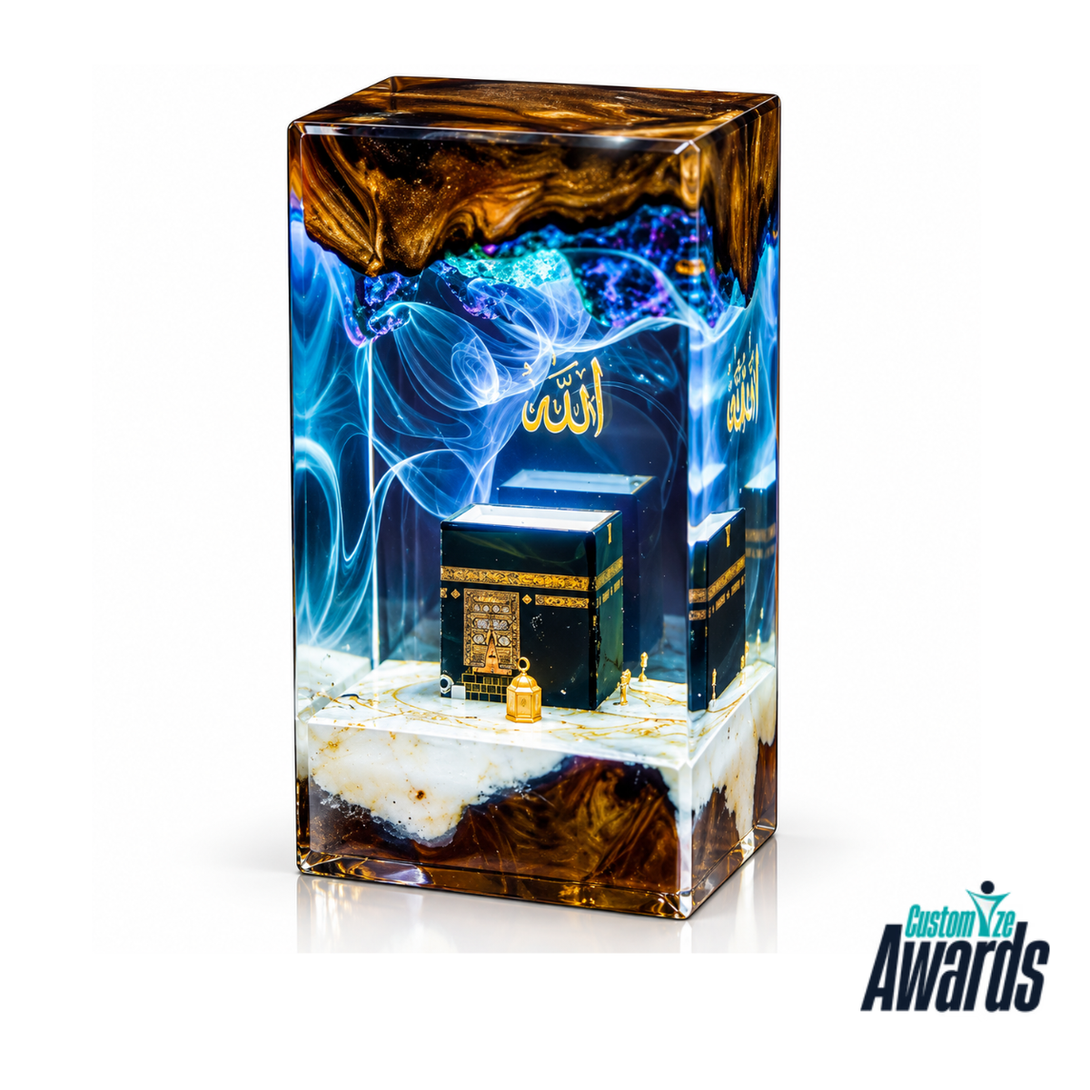 Sacred Kaaba | Custom Engraved Crystal Islamic Award for Hajj and Umrah Commemoration