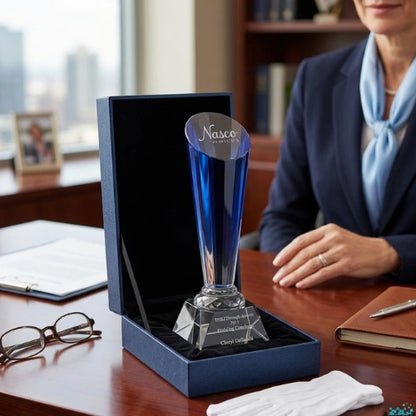 Sapphire Apex Crystal Trophy
