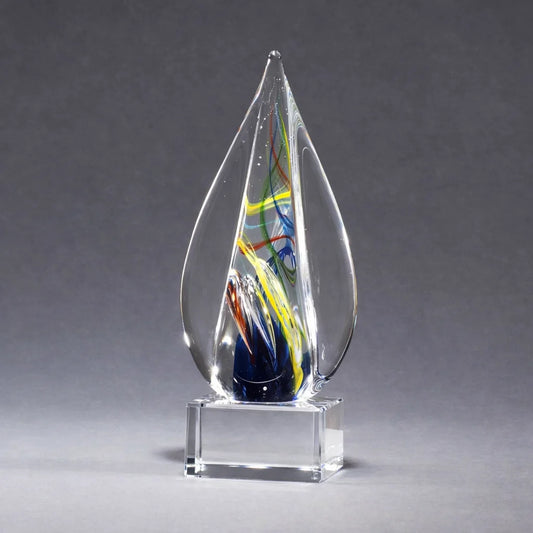 Art Glass Flame Award on Clear Crystal Base