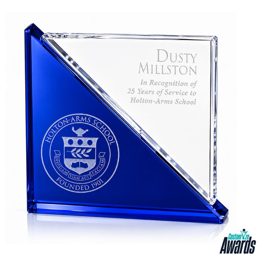 Blue Crystal Acclaim  Engraved Recognition Award main 