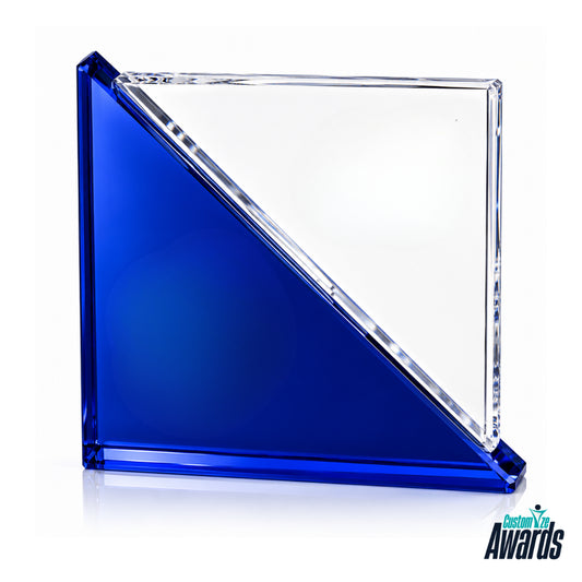 Blue Crystal Acclaim  Engraved Recognition Award without engraving  