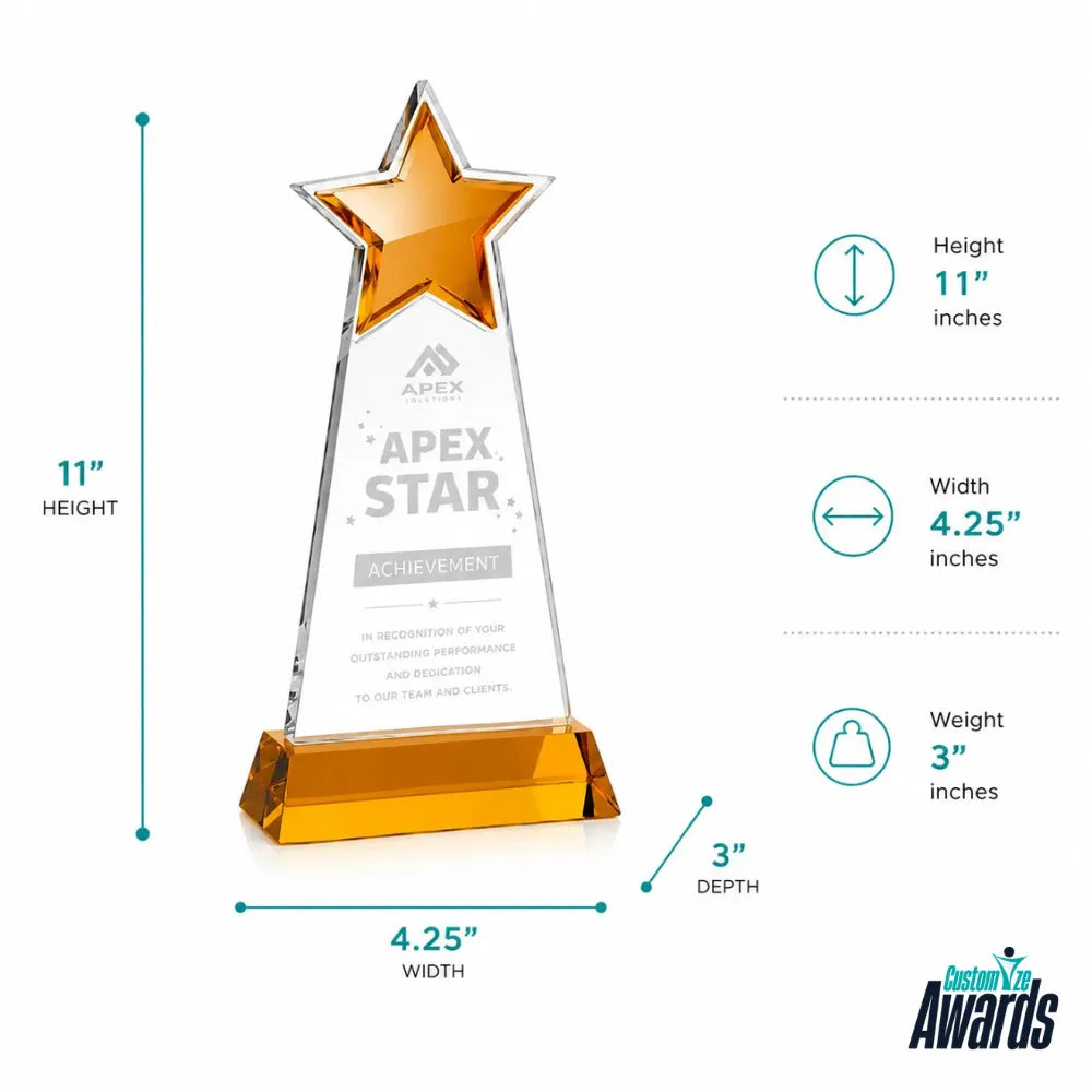 Celestial Star |  Custom Engraved Crystal Achievement Trophy