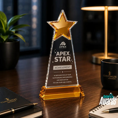 Celestial Star |  Custom Engraved Crystal Achievement Trophy
