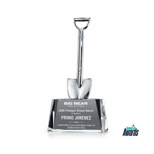 Ceremonial Crystal Shovel Award – Groundbreaking Achievement Trophy