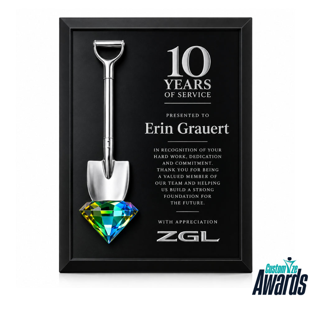 Ceremonial Shovel  Engraved Shovel Crystal Plaque for Groundbreaking Recognition