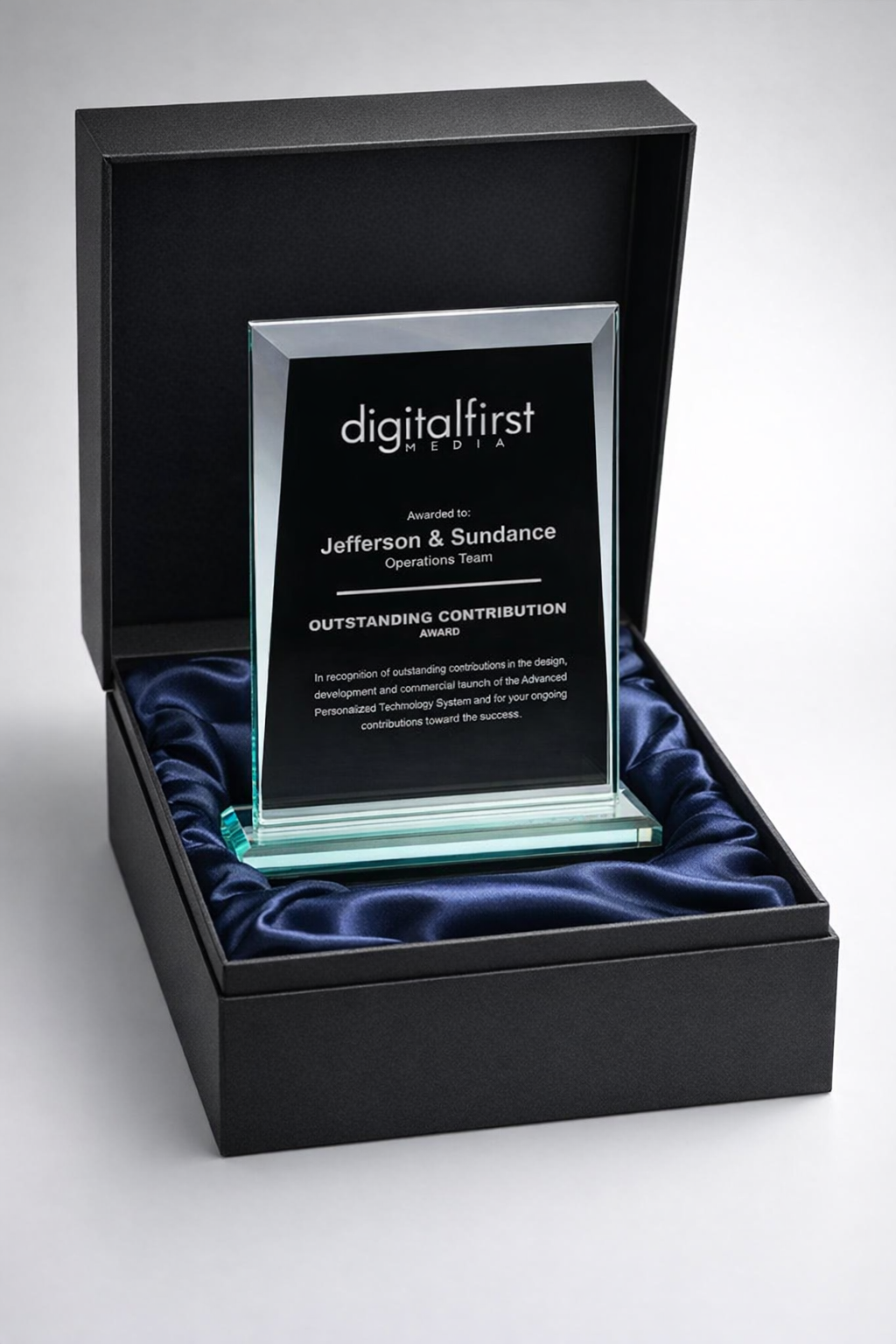 Sullivan Jade Rectangle crystal plaque Award