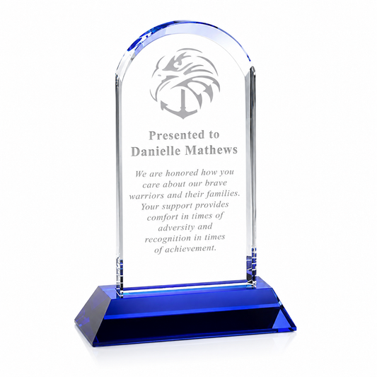 Personalized  Cool Blue Arch Crystal Award