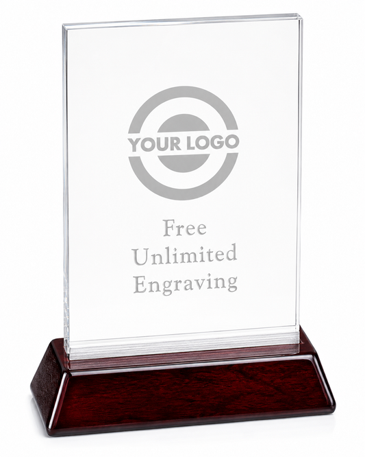 Personalized  Rosewood Rectangle Crystal Award