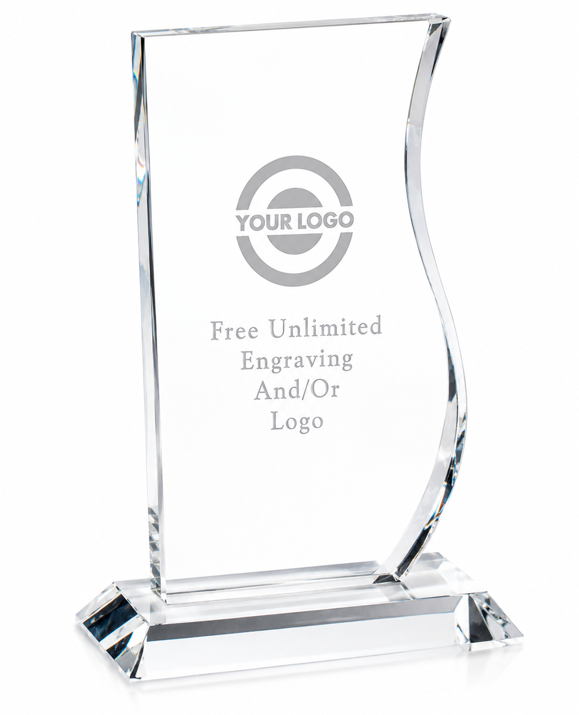 Personalized Engraved Curvy Crystal Award