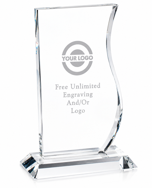 Personalized Engraved Curvy Crystal Award