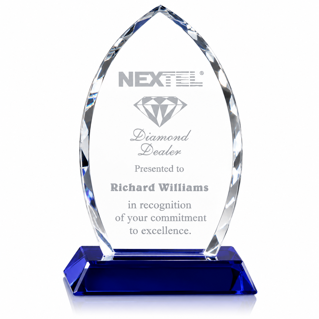 Personalized Cool Blue Elliptic Crystal Award
