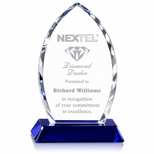 Personalized Cool Blue Elliptic Crystal Award