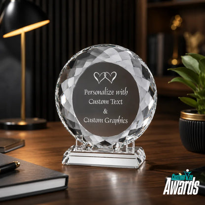 Plaque Circulaire | Trophée en Cristal Personnalisé Gravé