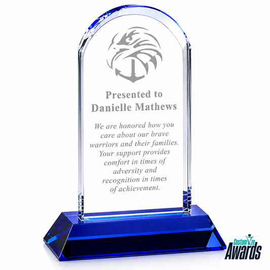 Cool Blue Arch Crystal  Engraved Recognition Award main image 