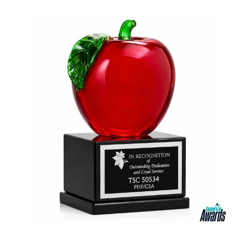 Apple On Cherry Base Award | Teacher Appreciation Trophy