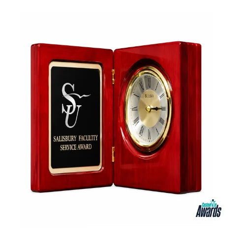 Crimson Crystal Clock Award | Executive Achievement Trophy