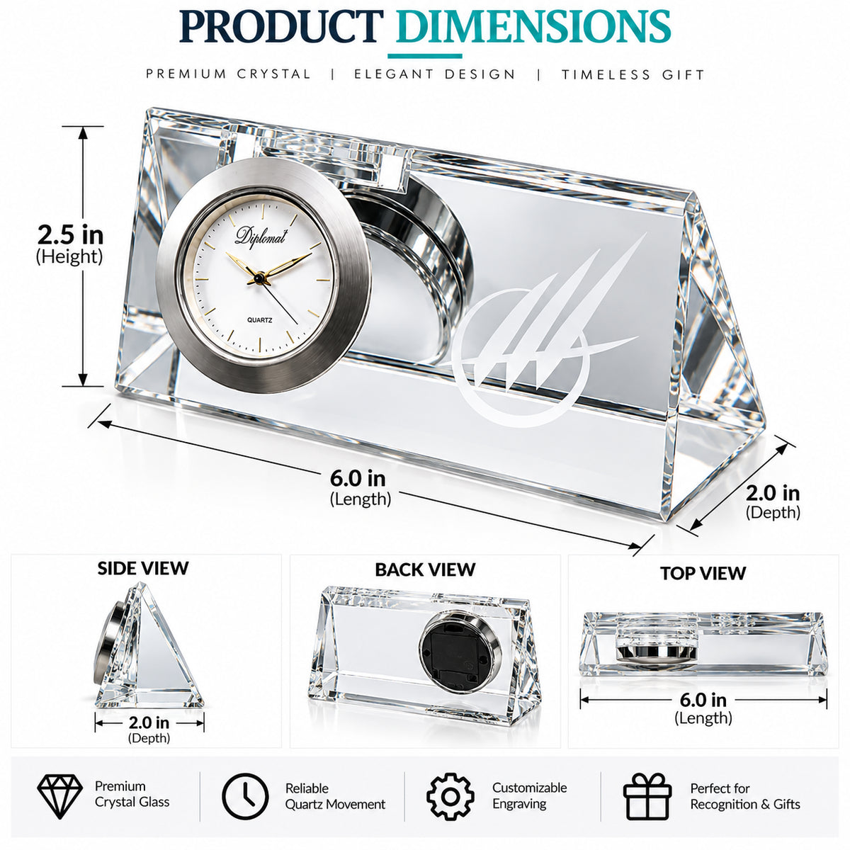 Crystal Diplomat | Custom Corporate Clock Award