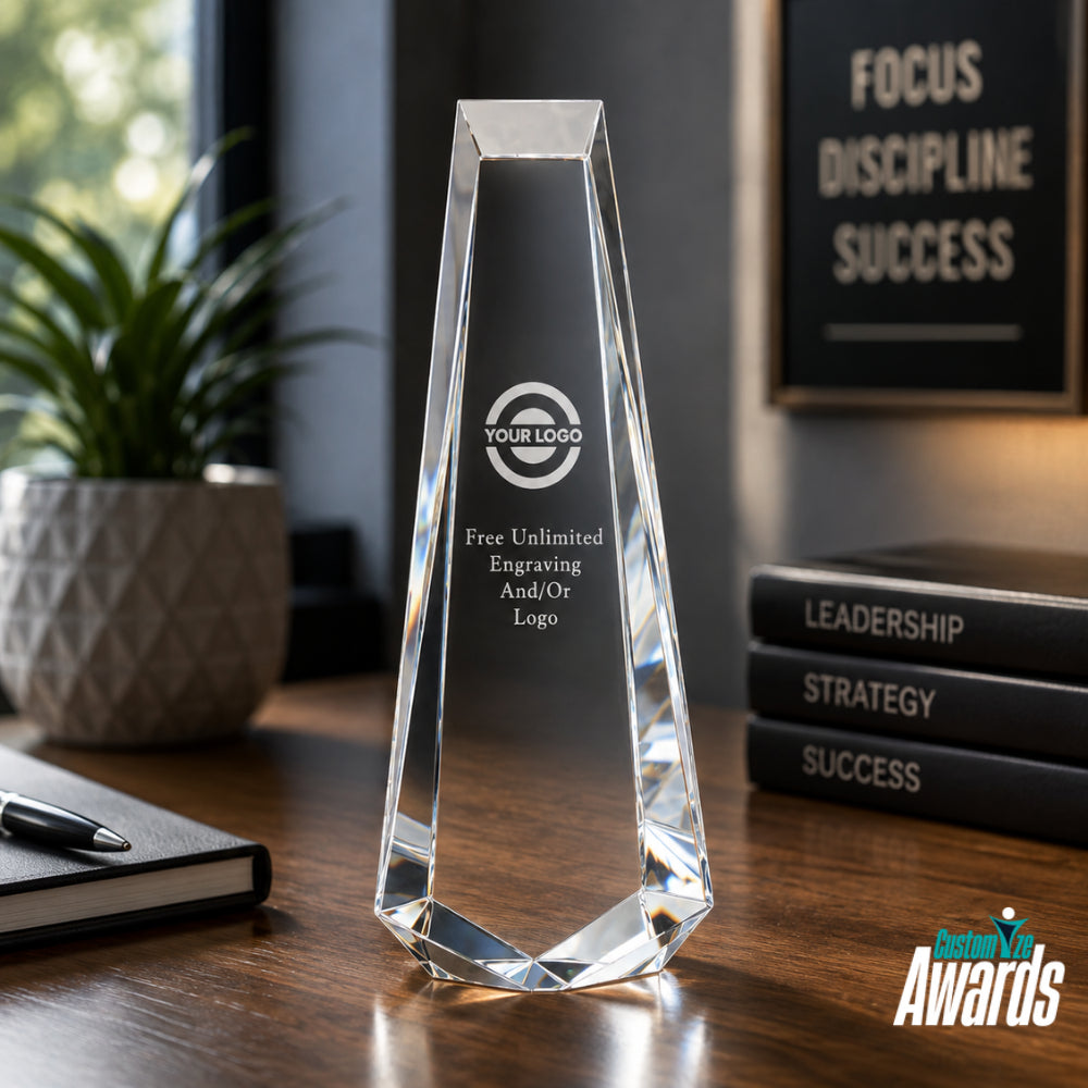 Crystal Obelisk  Personalized Engraved Recognition Award lifestyle 