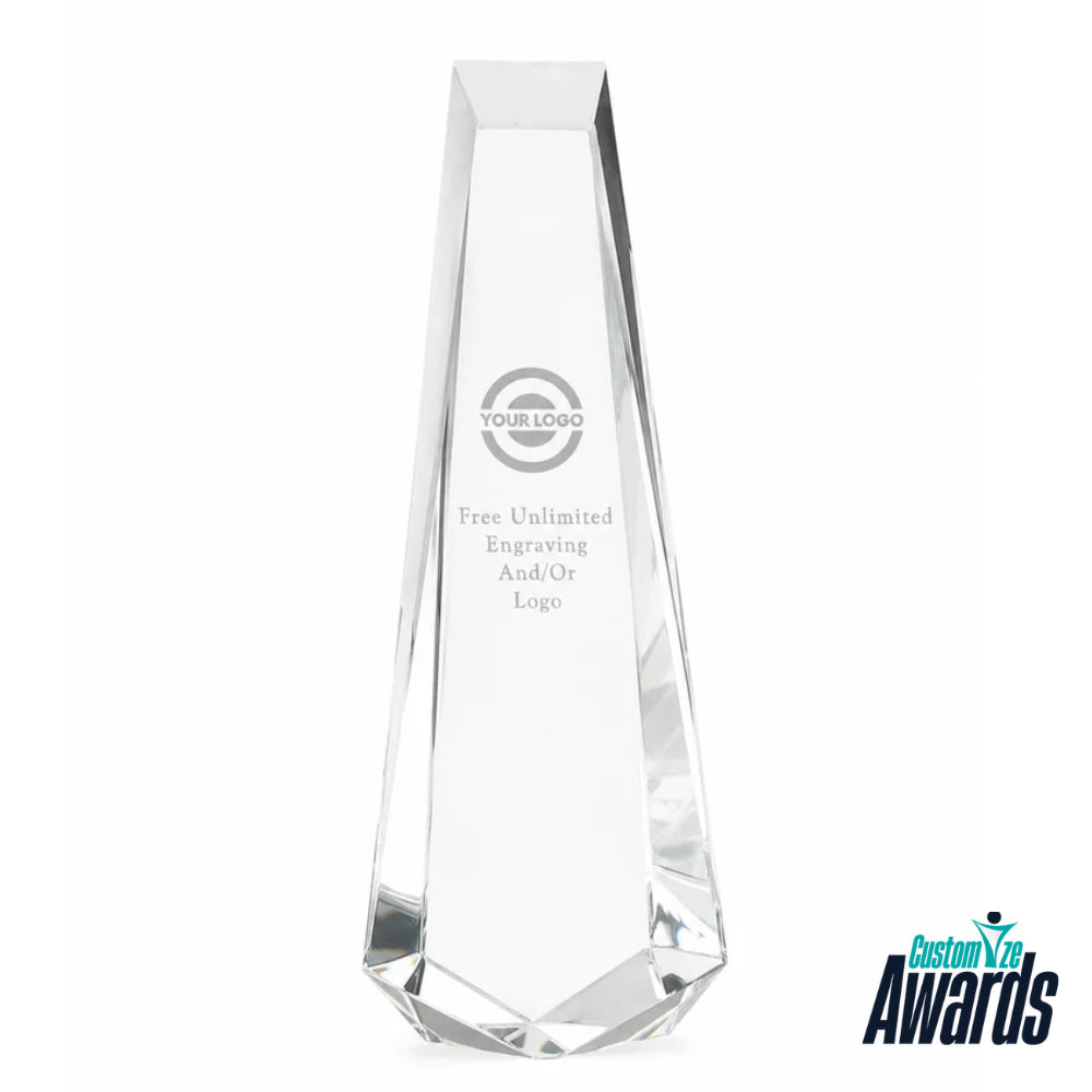 Crystal Obelisk  Personalized Engraved Recognition Award main 