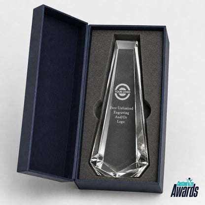 Obélisque de cristal | Trophée de reconnaissance gravé et personnalisé