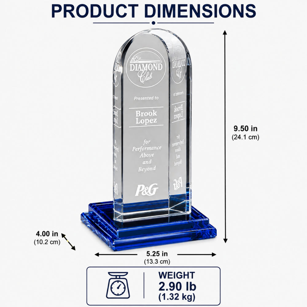 Crystal Vision  Engraved Recognition Award dimensions 