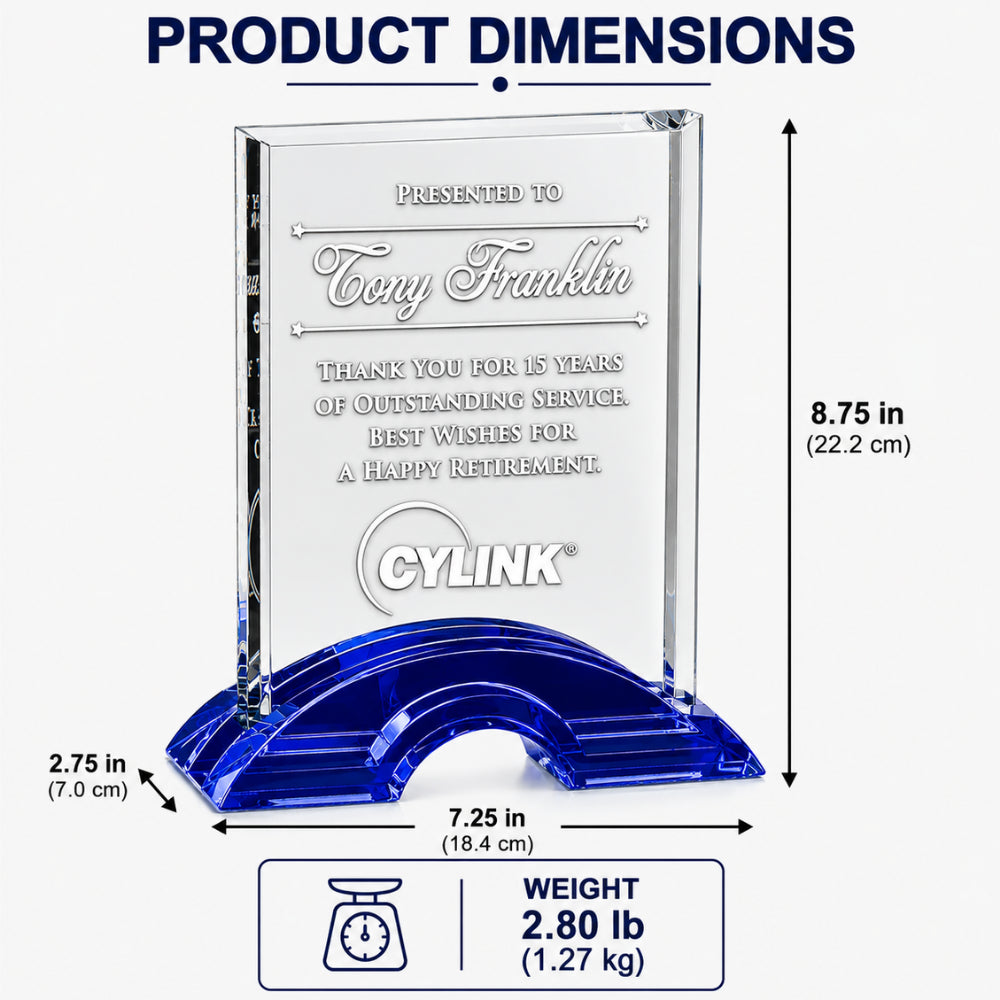 Crystal Vision  Engraved Recognition Award dimensions 