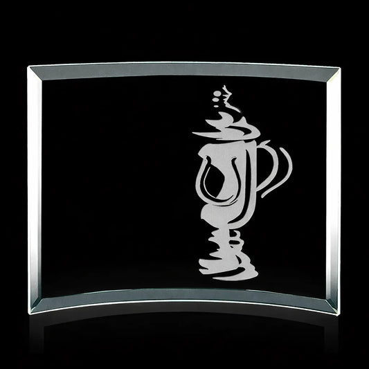 Curved Bevel Jade Rectangle Glass Award