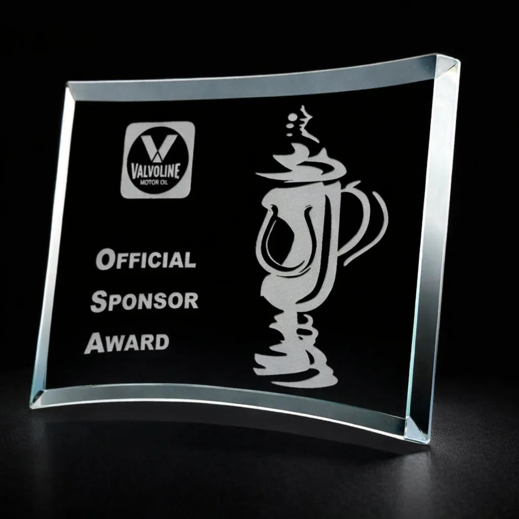 Curved Bevel Jade Rectangle crystal plaque Award