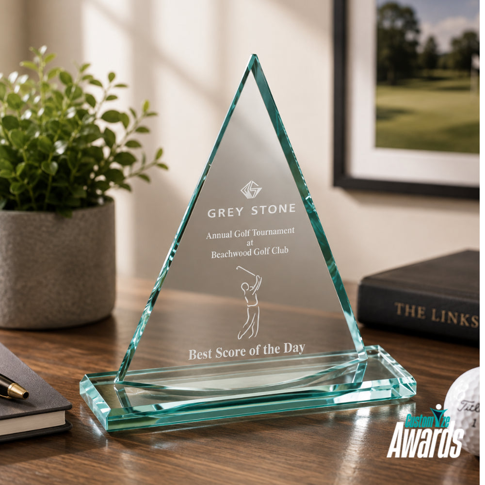 Oxford Jade | Curved Pyramid Glass Award