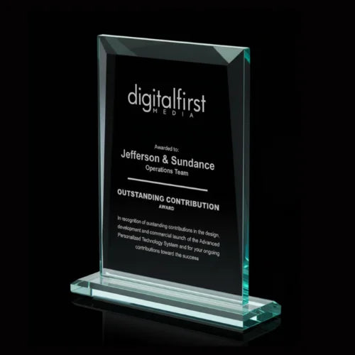 Sullivan Jade Rectangle crystal plaque Award