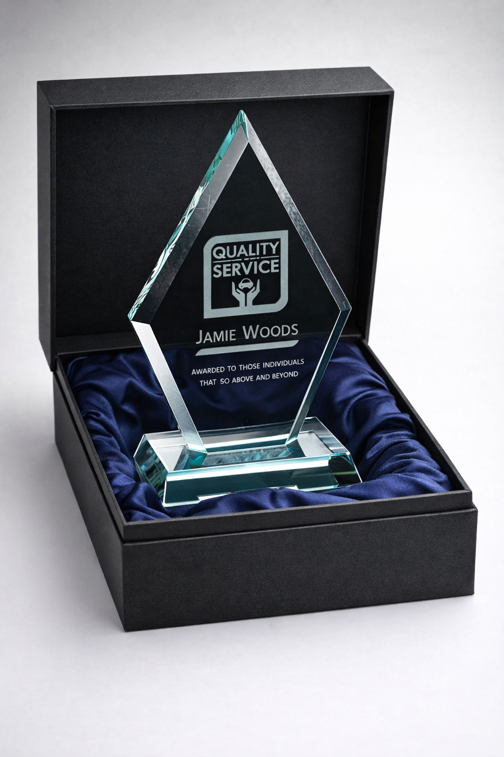 Custom Diamond Jade Glass Award