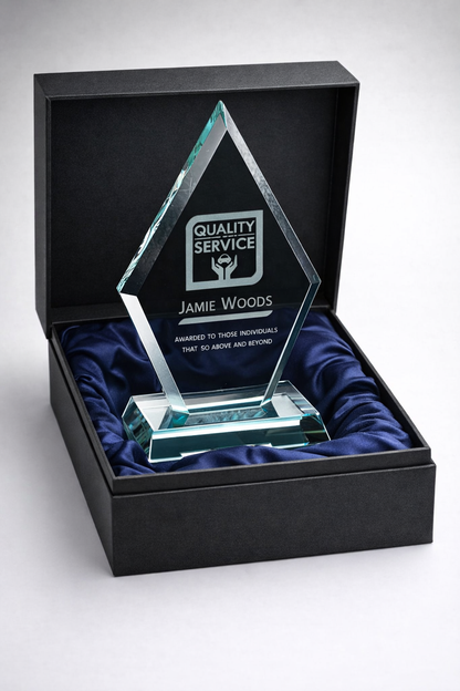 Custom Diamond Jade Glass Award