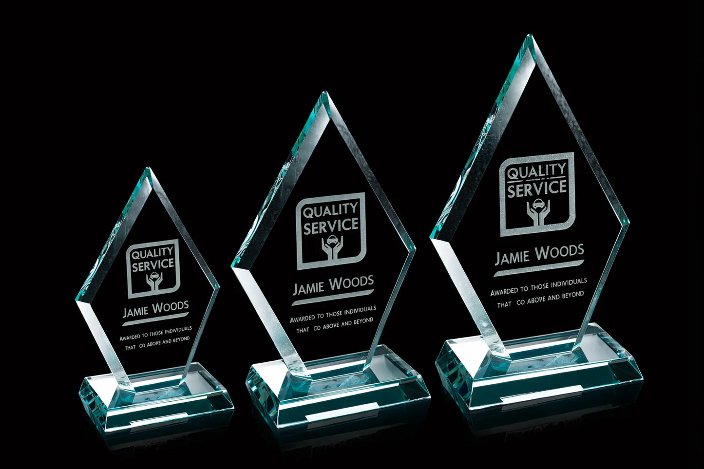 Custom Diamond Jade Glass Award