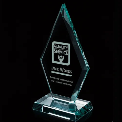 Custom Diamond Jade Glass Award