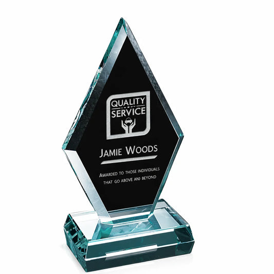 Custom Diamond Jade Glass Award