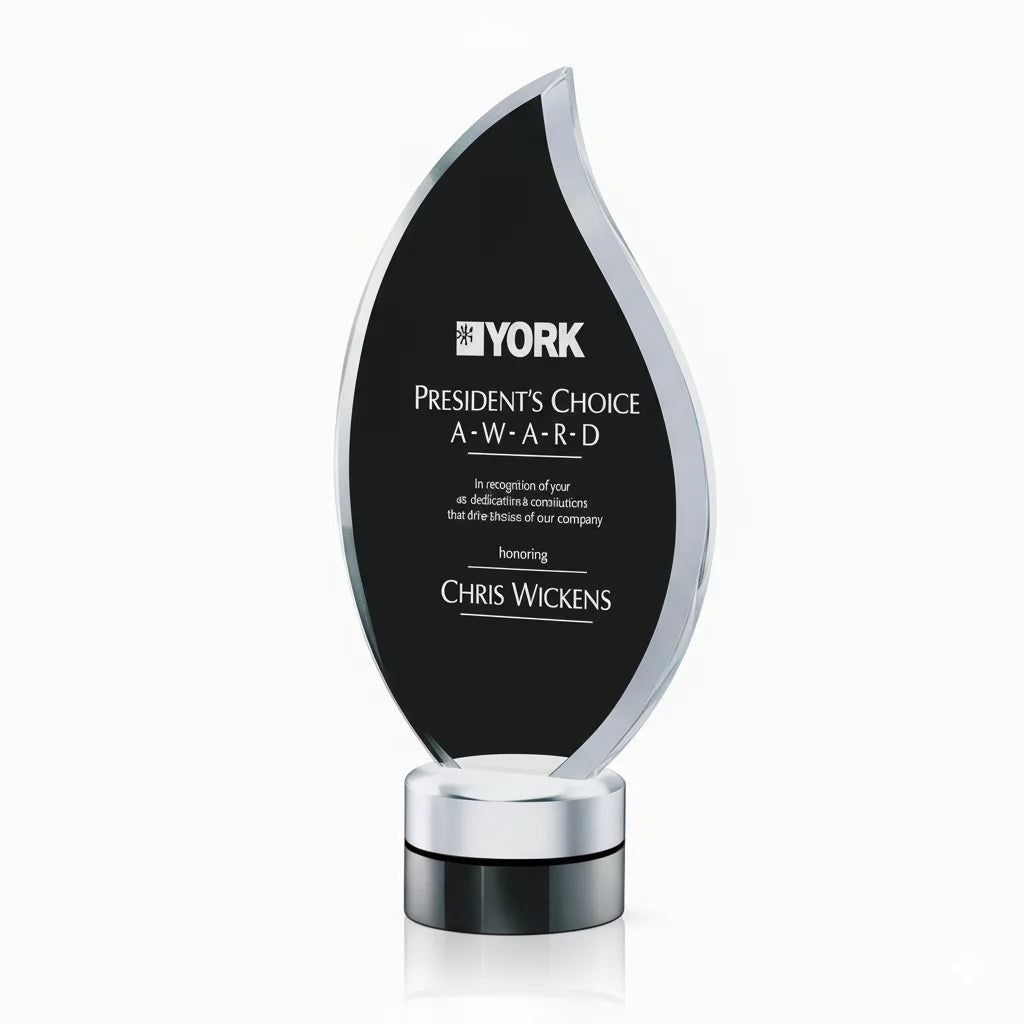 Custom Flame Crystal Award plaque