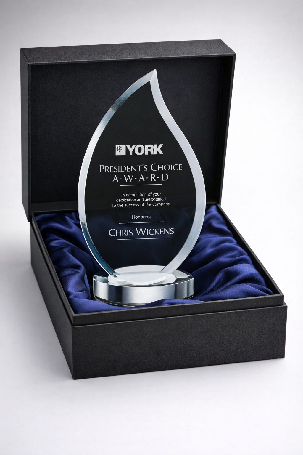Custom Flame Crystal Award plaque